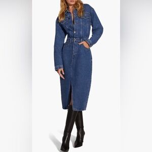 Favorite Daughter The City Long Sleeve Denim Midi Dress